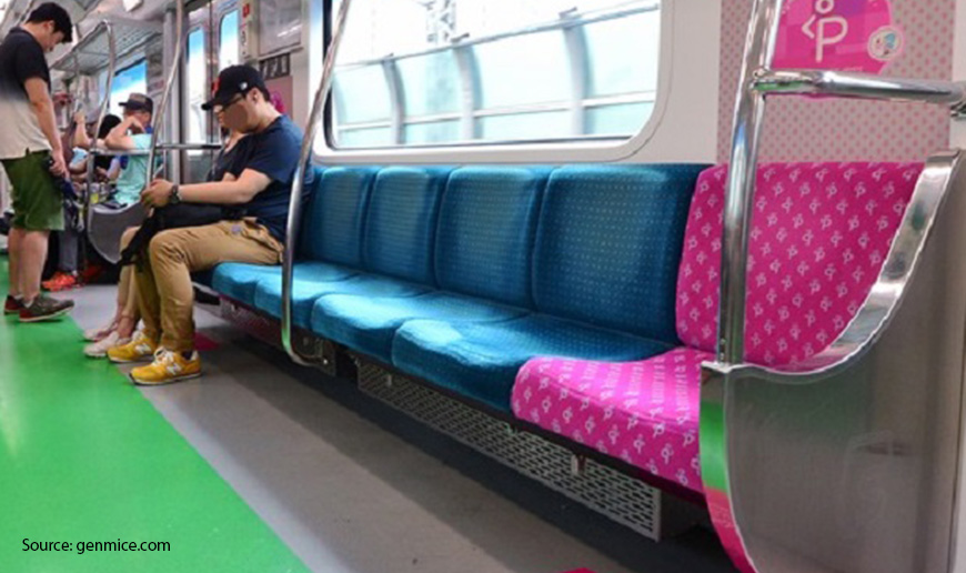 Korean commuters on train