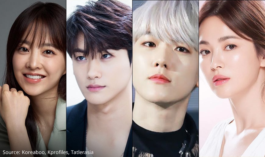 Collage image of Park Bo Young, Park Hyung Sik, EXO's Baek Hyun, Song Hye Kyo