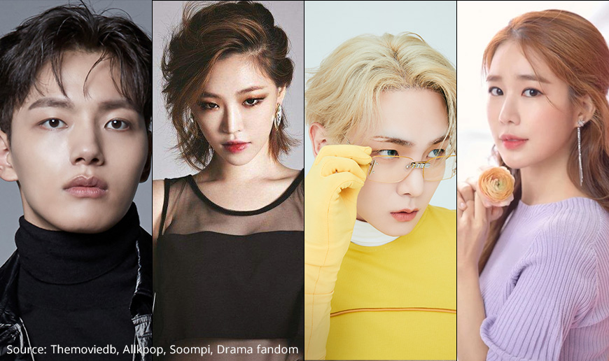 Collage image of Yeo Jin Goo, SHINee's Key, Brown Eyed Girls' Ga In, and Yoo In Na