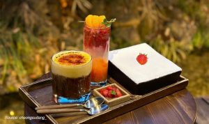 Strawberry flavoured dessert and drinks